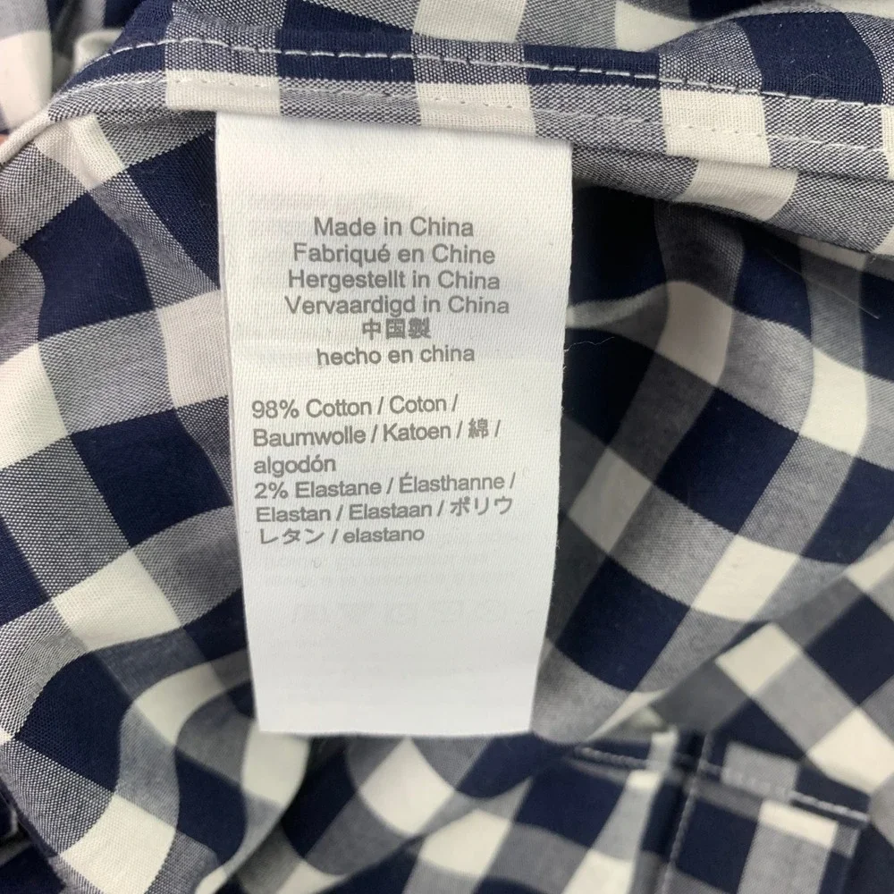 J.CREW Shirt Mens‎ XL Blue Gingham Check Plaid Long Sleeve Slim-Fit Button Up